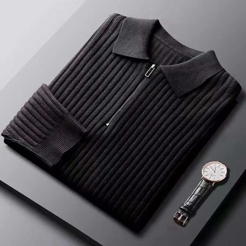 Klassischer Gerippter Reißverschluss-Pullover
