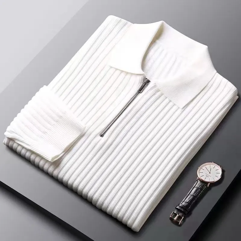 Klassischer Gerippter Reißverschluss-Pullover