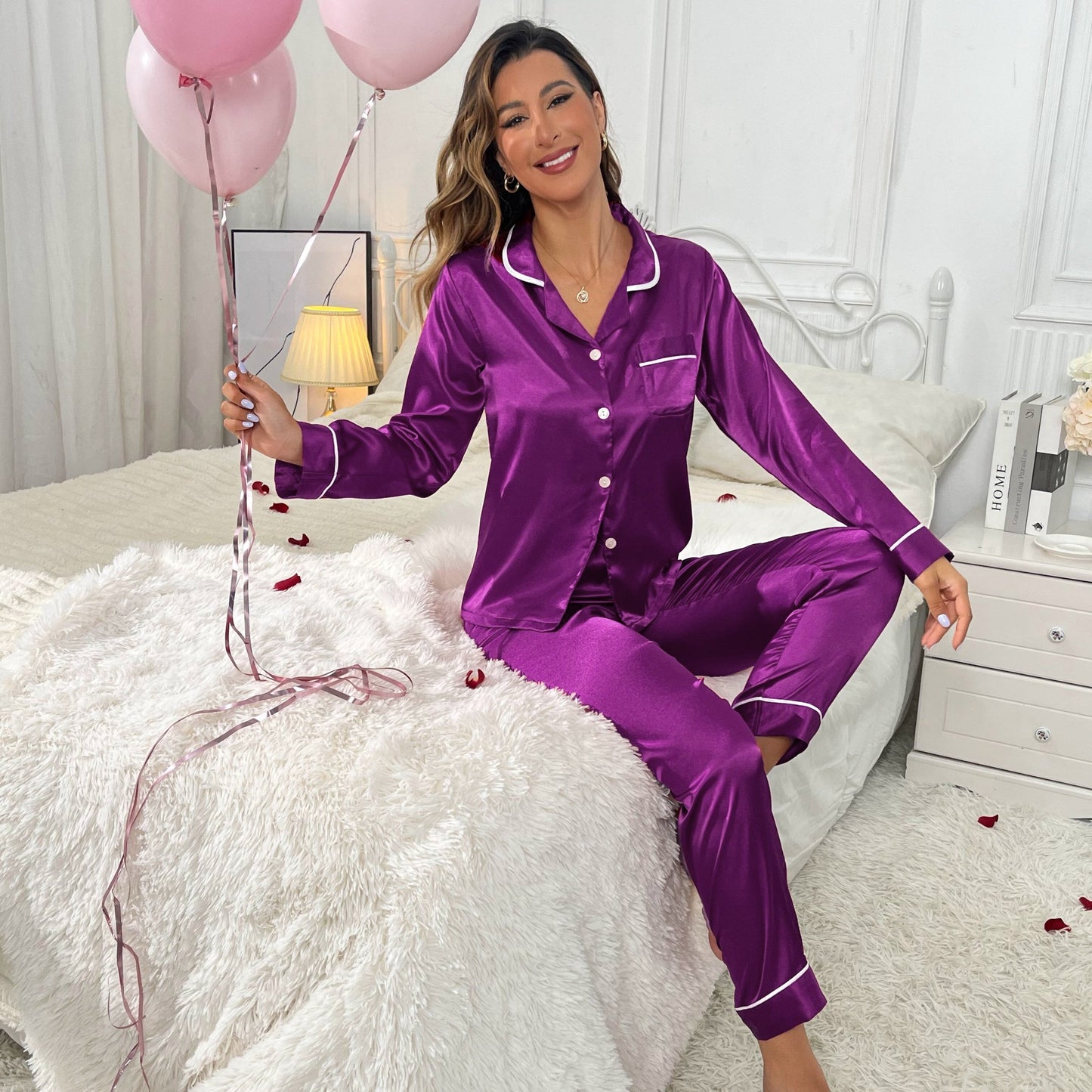 Nora | Satin-Pyjama-Set mit Taschen