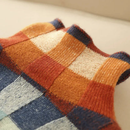 Adalynn - Bunter Rollkragenpullover mit Patchwork-Strickmuster