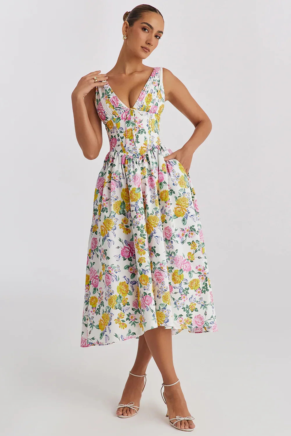 Alura | Elegantes Floral Sommer-Midi-Kleid