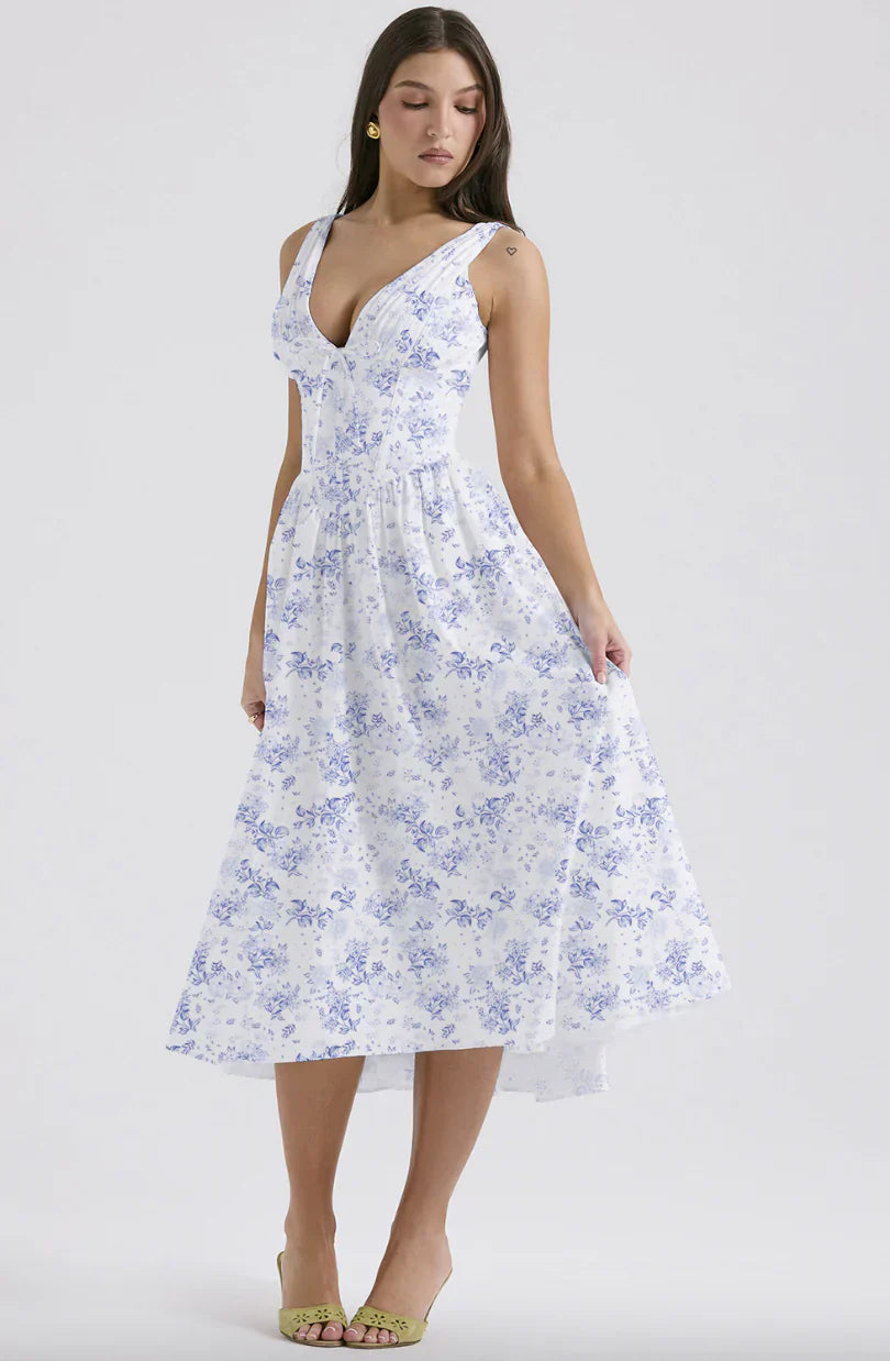 Alura | Elegantes Floral Sommer-Midi-Kleid