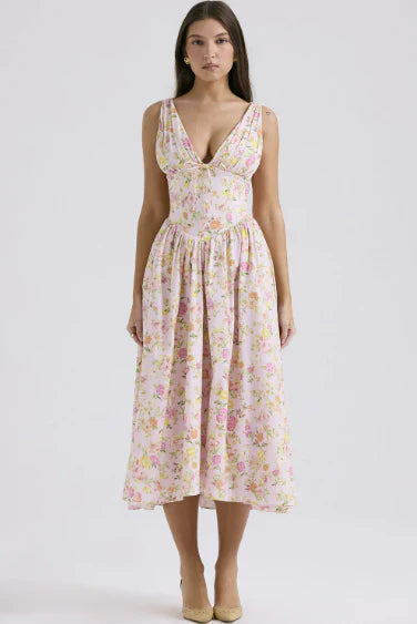 Alura | Elegantes Floral Sommer-Midi-Kleid