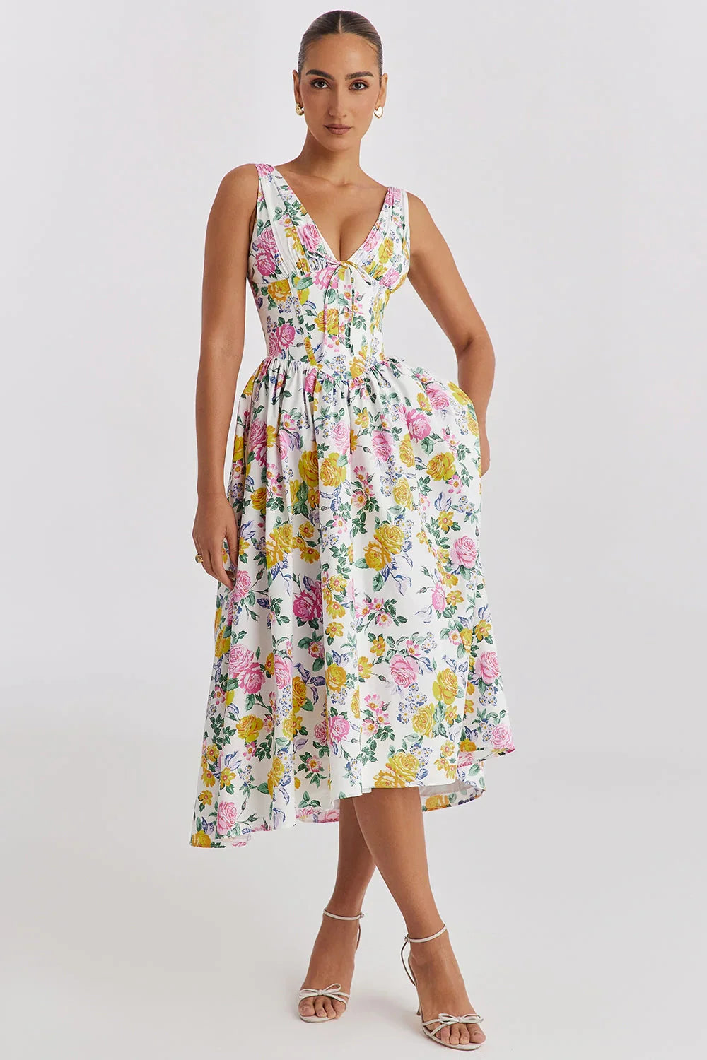 Alura | Elegantes Floral Sommer-Midi-Kleid