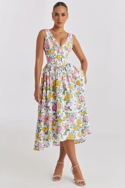 Alura | Elegantes Floral Sommer-Midi-Kleid