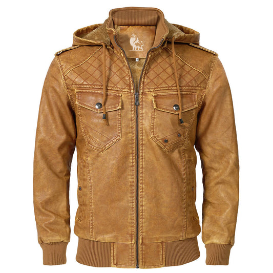 Constantin | Luxus-Lederjacke mit abnehmbarer Kapuze