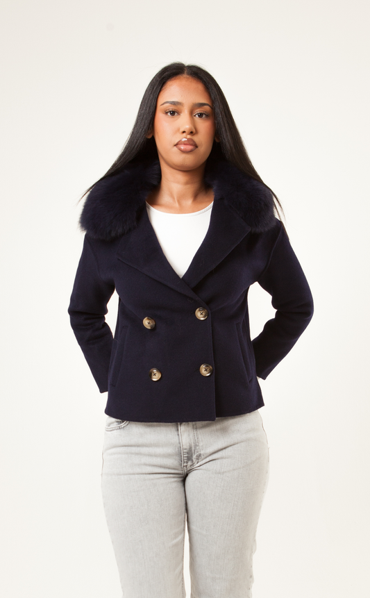 Doppelreihiger Mantel - Navy