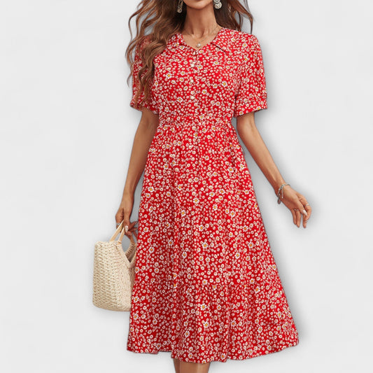 Friedhilde – Blumen Midi-Kleid