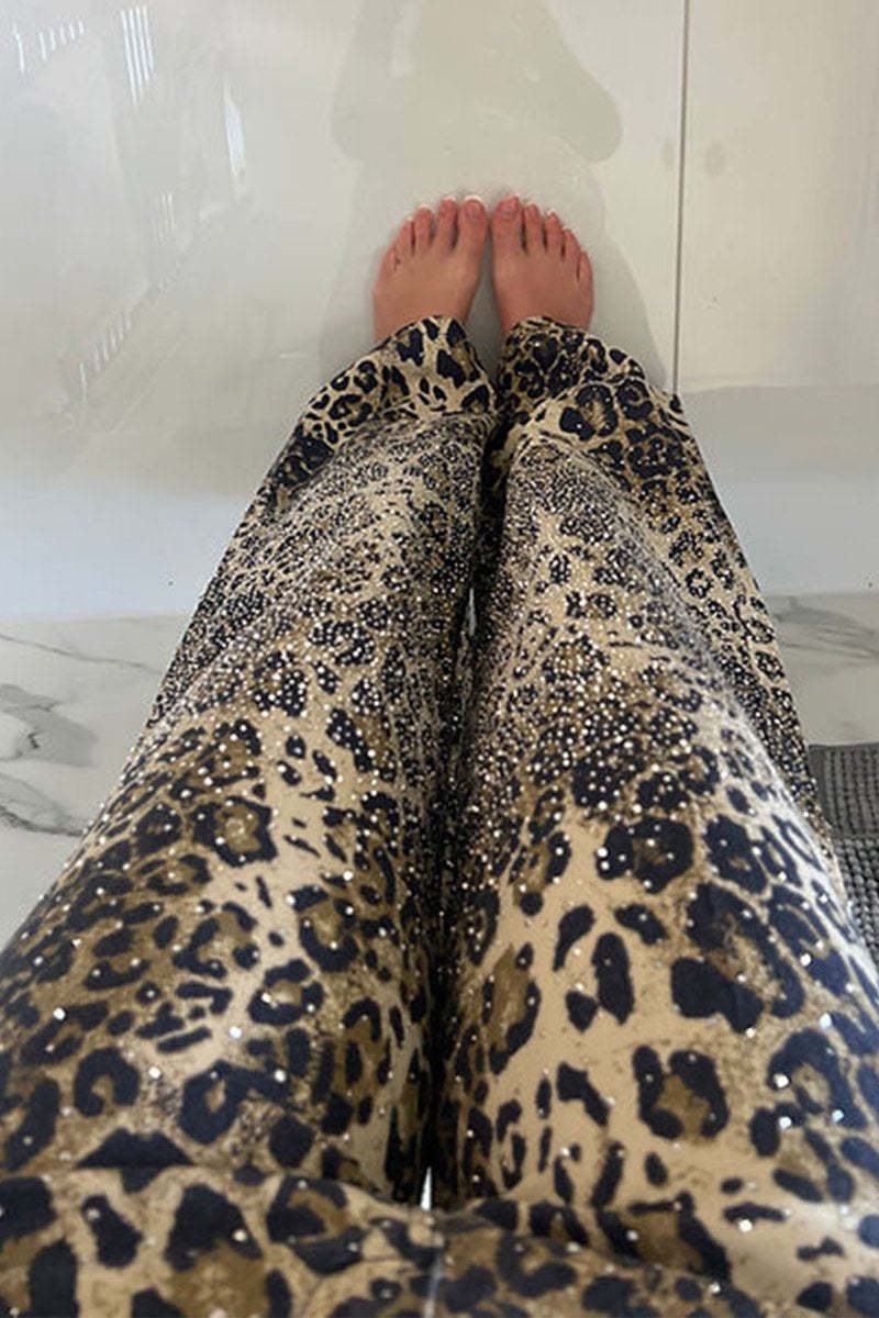 Glitzernde Leopard-Print Jeans – Modisch & Auffällig