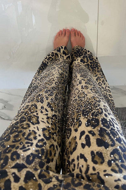Glitzernde Leopard-Print Jeans – Modisch & Auffällig