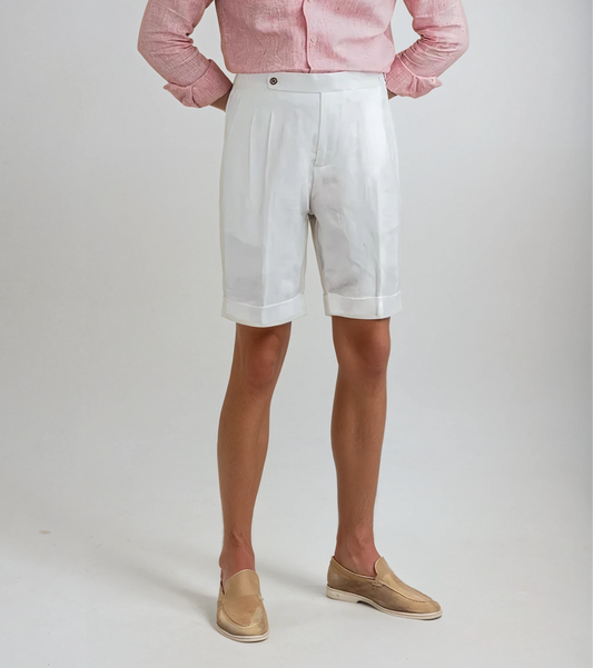 Johann | Plissee Shorts – Weiss