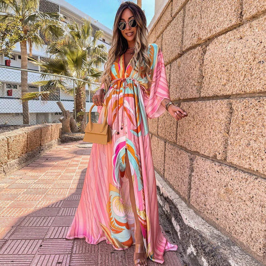 Kiara - Elegnat bedrucktes Beach Cover Up Kleid