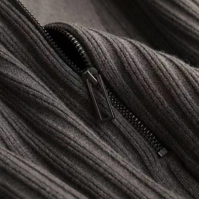 Klassischer Gerippter Reißverschluss-Pullover