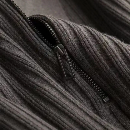 Klassischer Gerippter Reißverschluss-Pullover