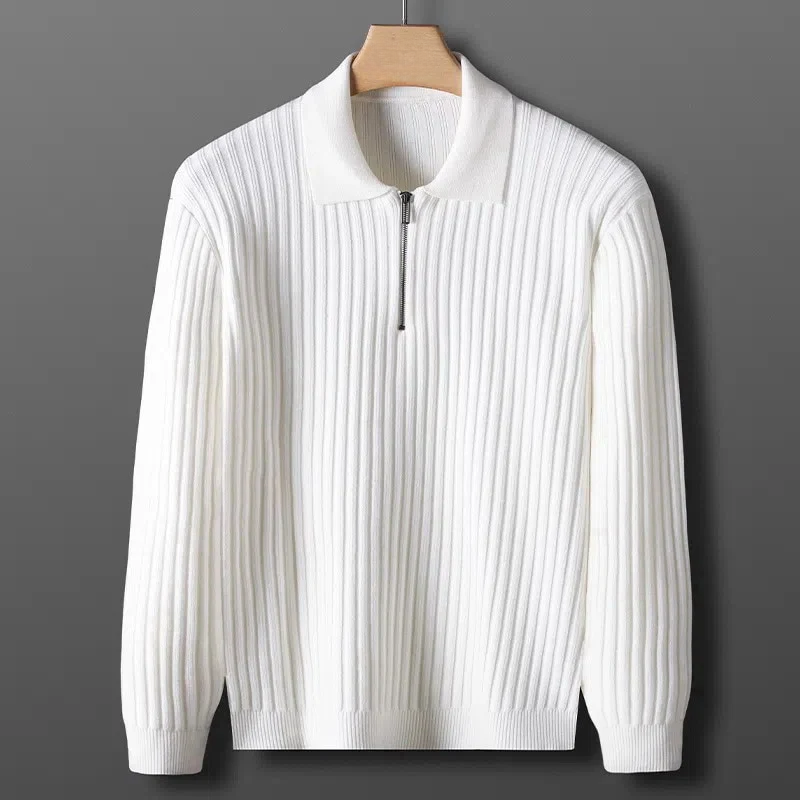 Klassischer Gerippter Reißverschluss-Pullover