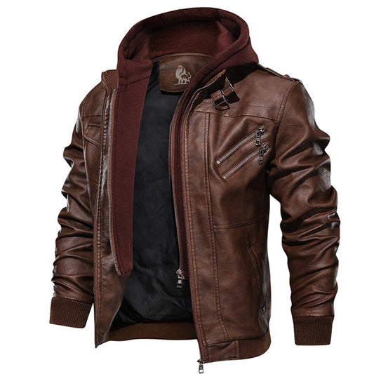 Leonardo | Premium Lederjacke mit abnehmbarer Kapuze