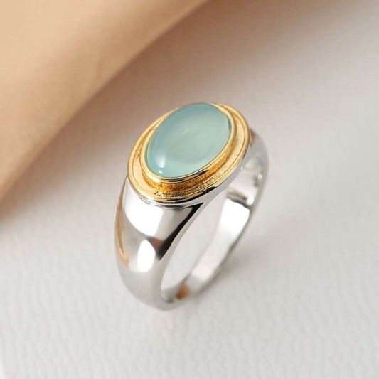 Lyra | Retro-Ring mit grünem Mondstein