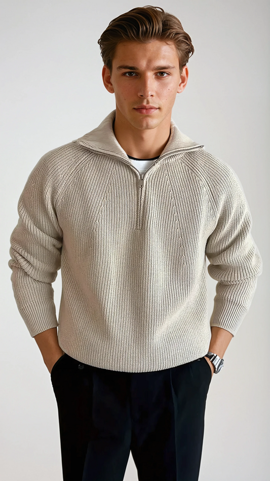 Niklas | Quarter Zip Strickjacke