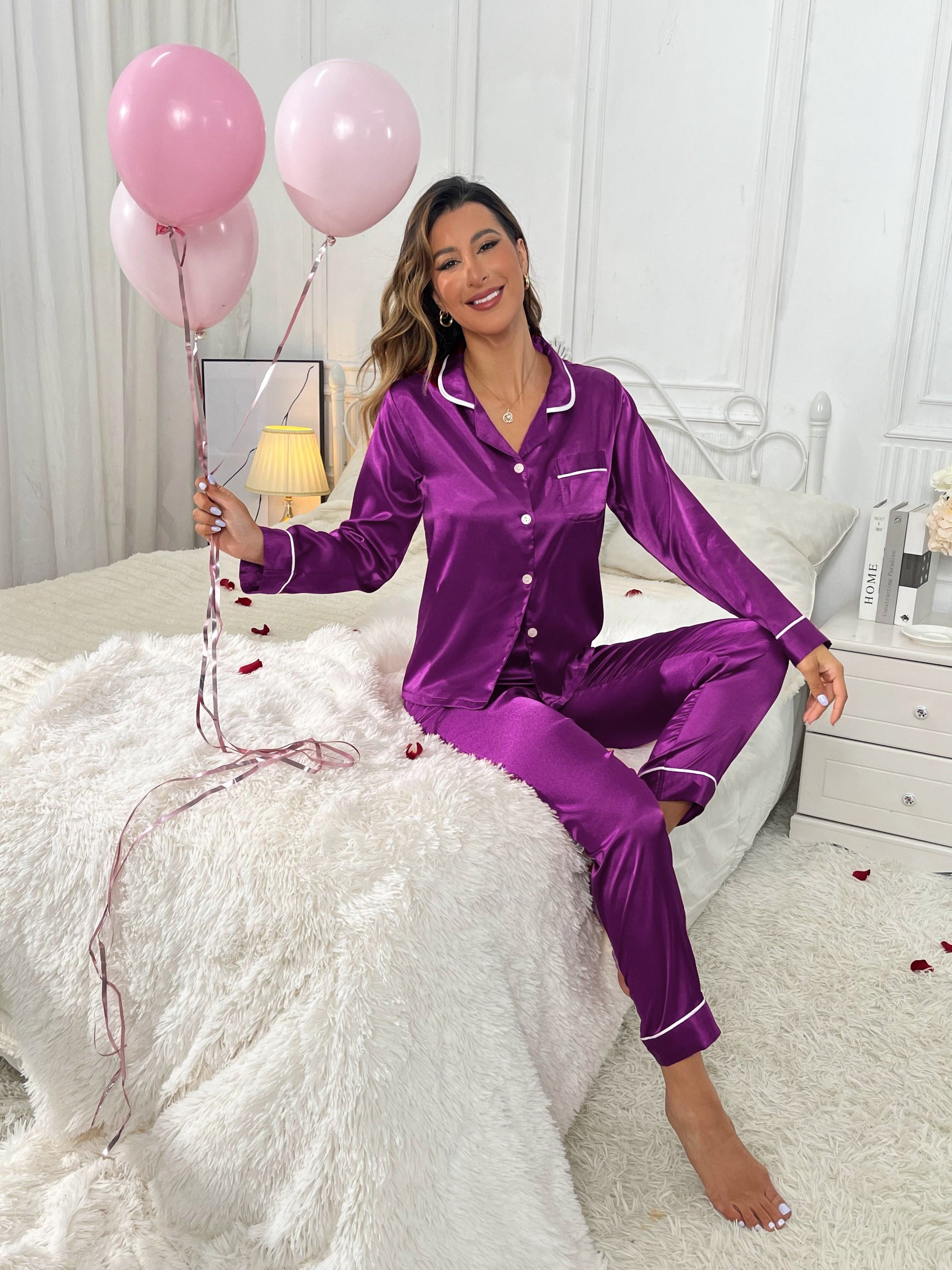 Nora | Satin-Pyjama-Set mit Taschen