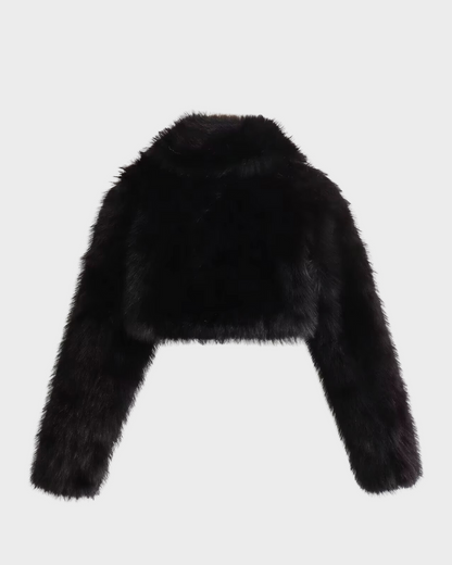 Schwarzer Faux-PelzBomber