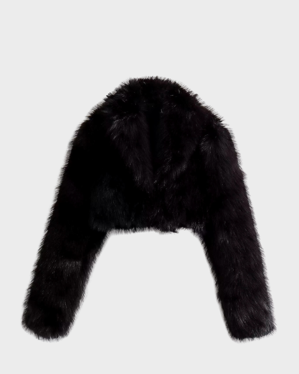 Schwarzer Faux-PelzBomber