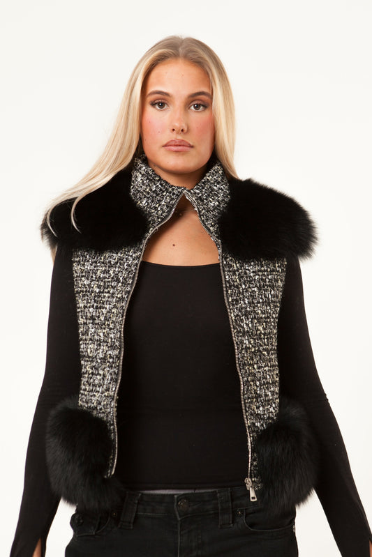 Tweed Weste – Schwarz