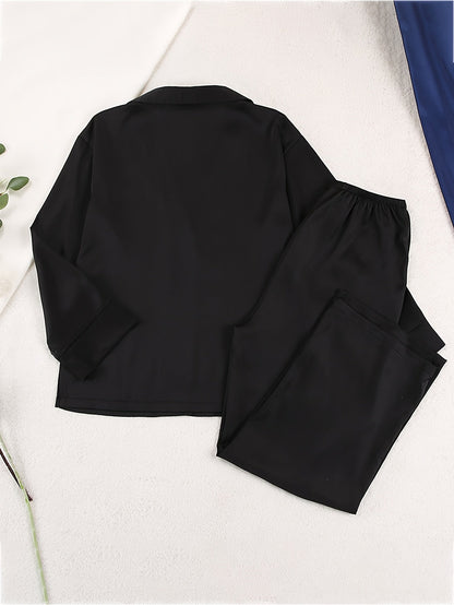 Vera | Satin-Pyjama-Set mit tiefem V-Ausschnitt