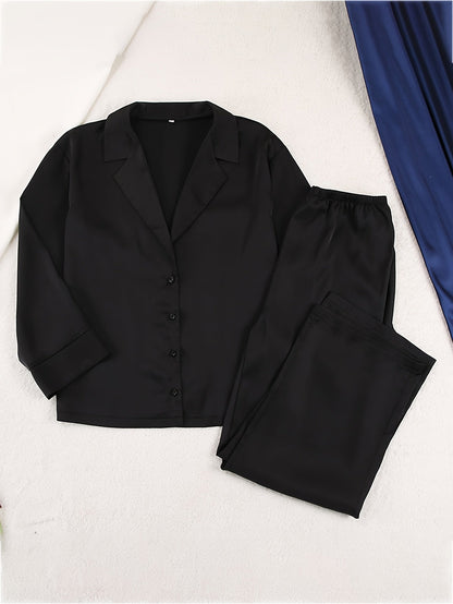 Vera | Satin-Pyjama-Set mit tiefem V-Ausschnitt