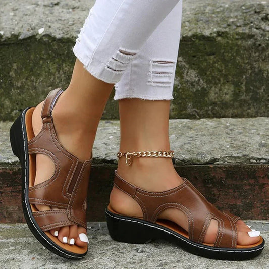 Veyla | Orthopädische Leder-Wedgesandalen