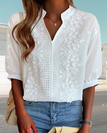 Yara | Weiße Bluse mit Puffärmeln